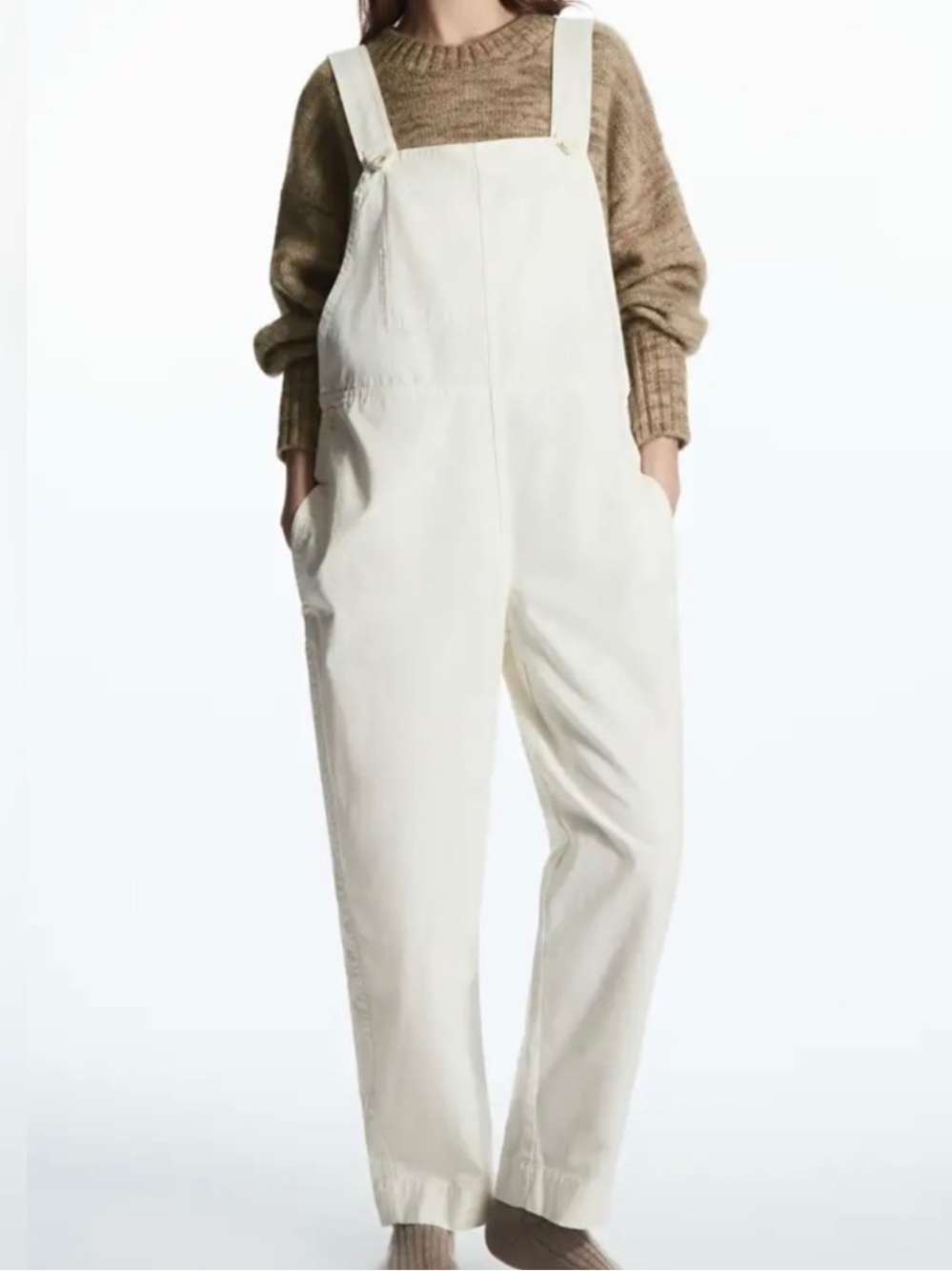 COS 100% cotton overall pants X small off White cream